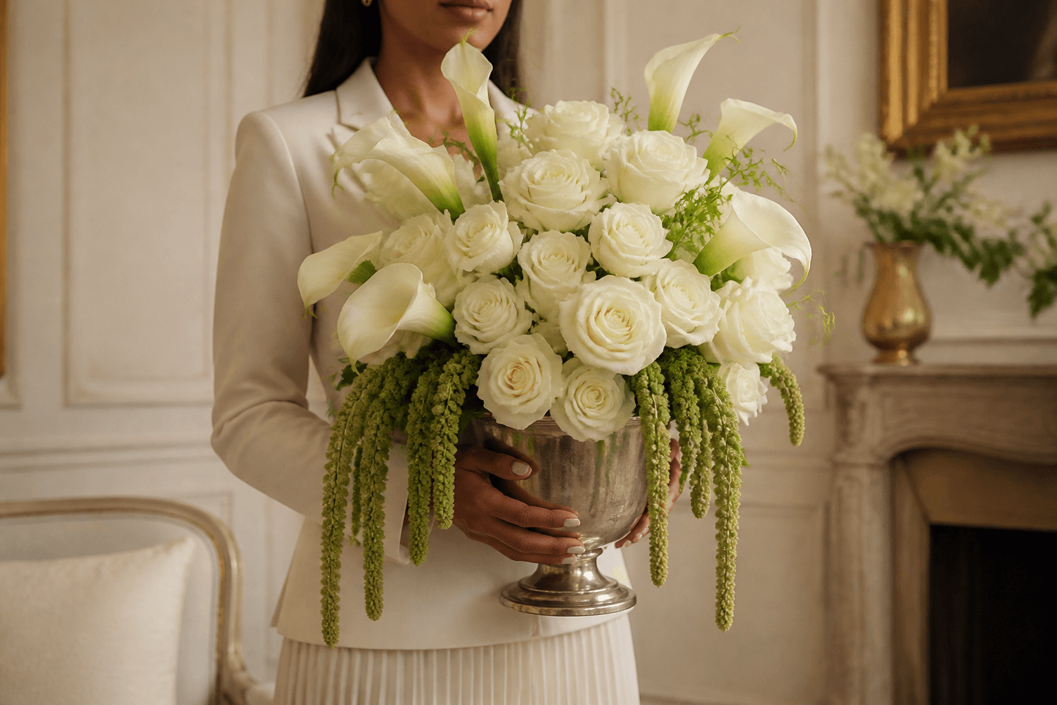 The arrangement held in someone’s hands